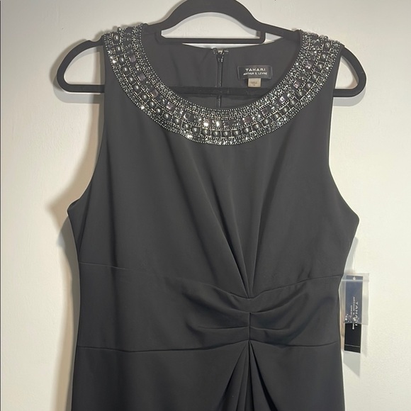Tahari Black Embellished Ruched Mini Dress - Picture 6 of 13
